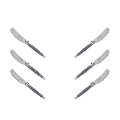 (D) Cheese Knives Butter Spreader Stainless Steel Knife Set Laguiole (6, Gray)