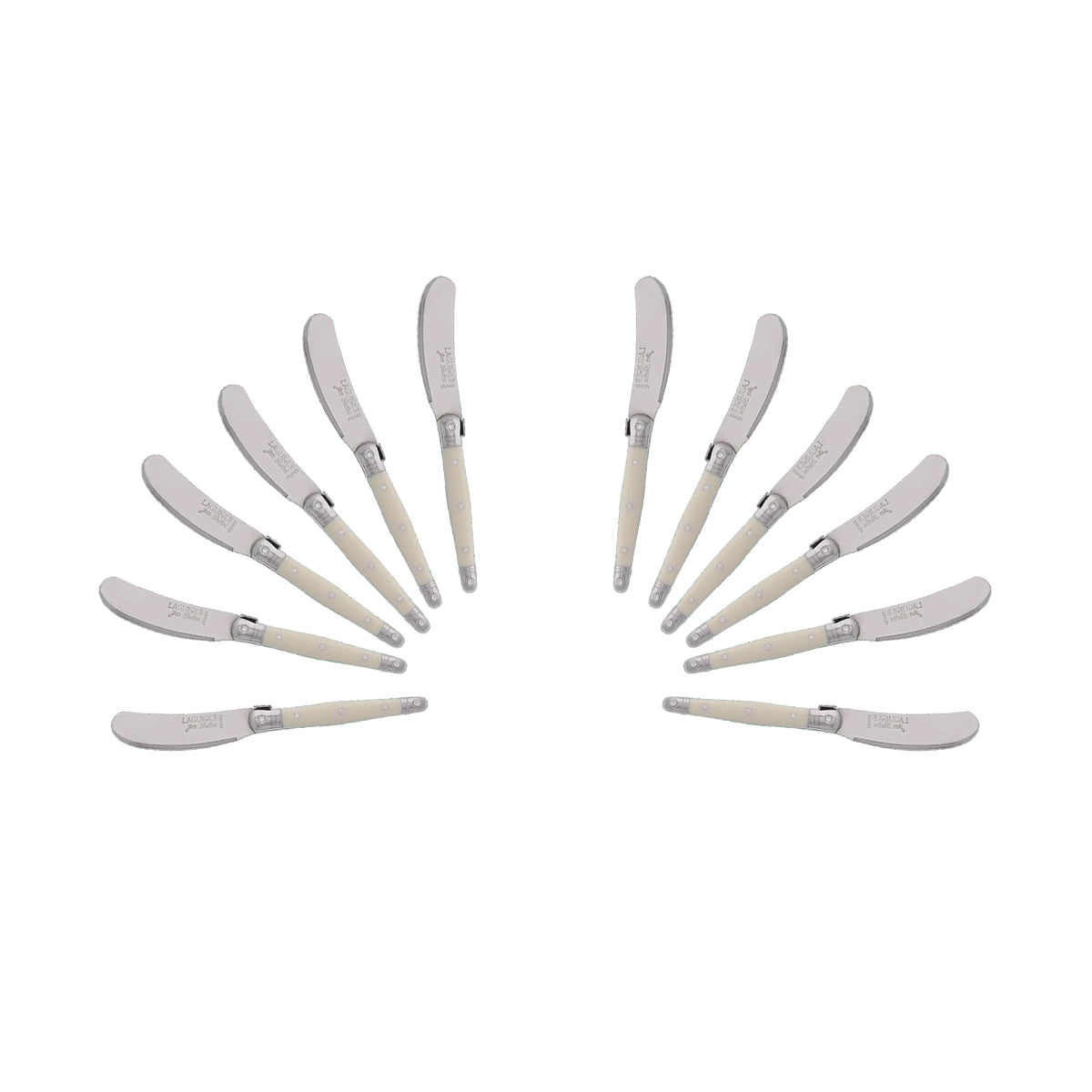 (D) Cheese Knives Butter Spreader Stainless Steel Knife Set Laguiole (12, Ivory)