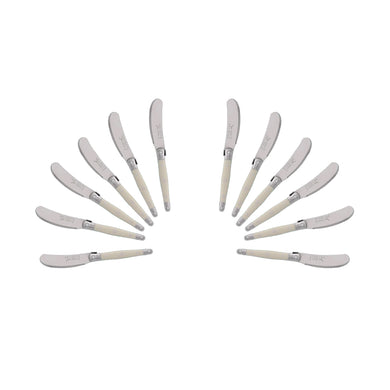 (D) Cheese Knives Butter Spreader Stainless Steel Knife Set Laguiole (12, Ivory)