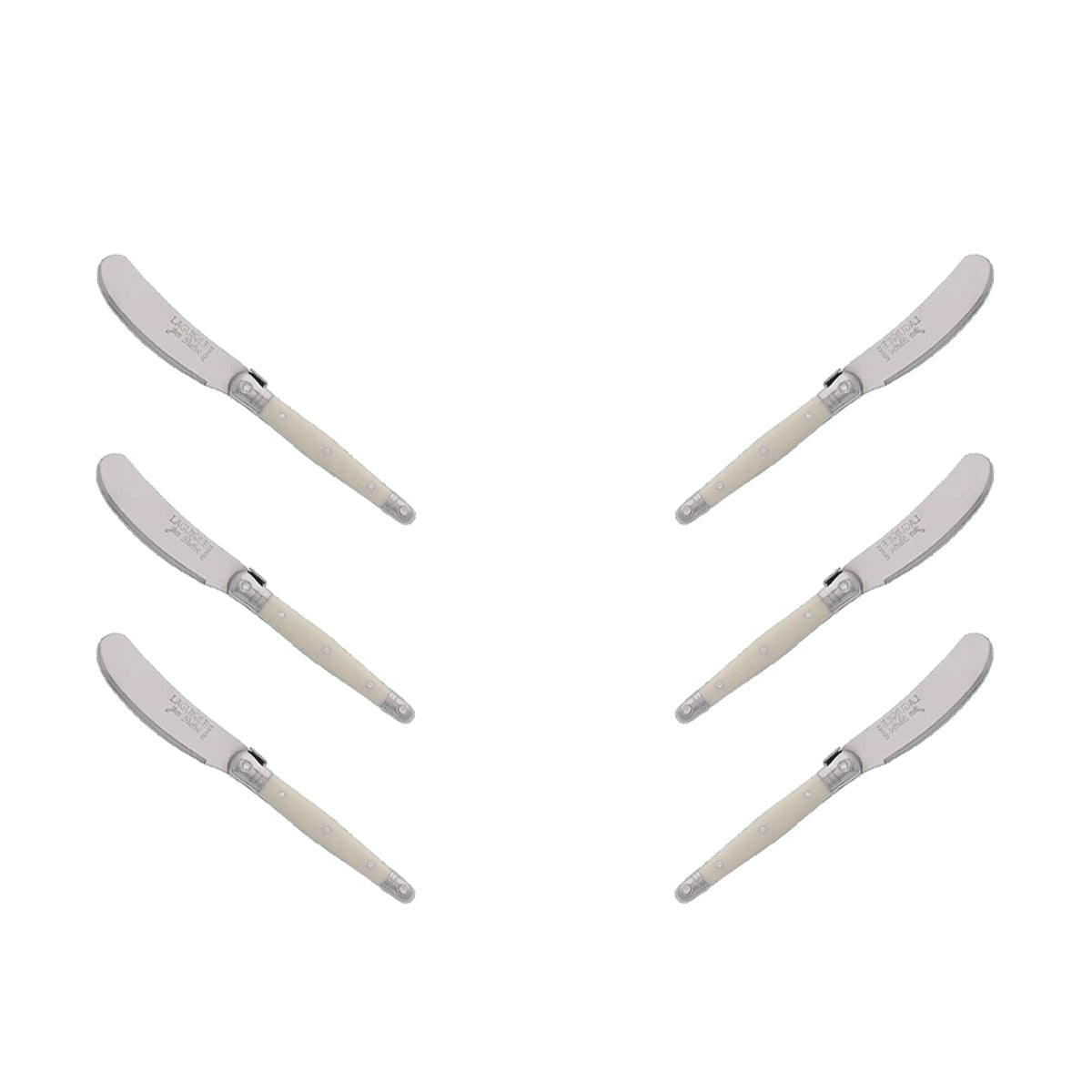 (D) Cheese Knives Butter Spreader Stainless Steel Knife Set Laguiole (6, Ivory)