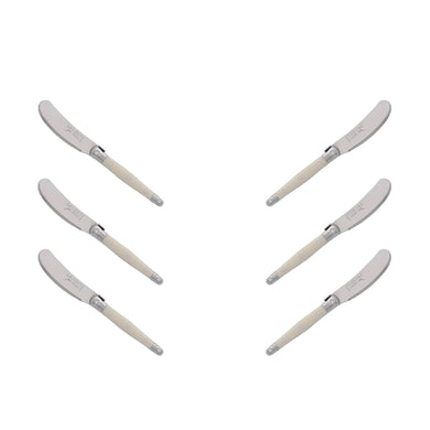 (D) Cheese Knives Butter Spreader Stainless Steel Knife Set Laguiole (6, Ivory)