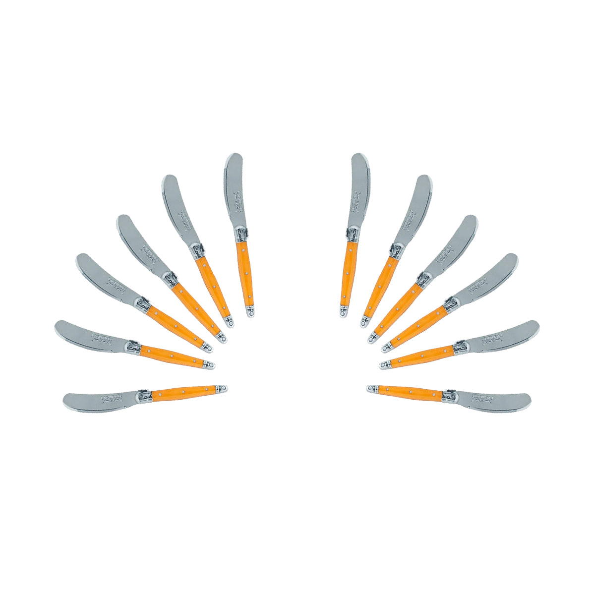 (D) Cheese Knives Butter Spreader Stainless Steel Knife Set Laguiole (12, Orange)