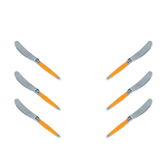 (D) Cheese Knives Butter Spreader Stainless Steel Knife Set Laguiole (6, Orange)