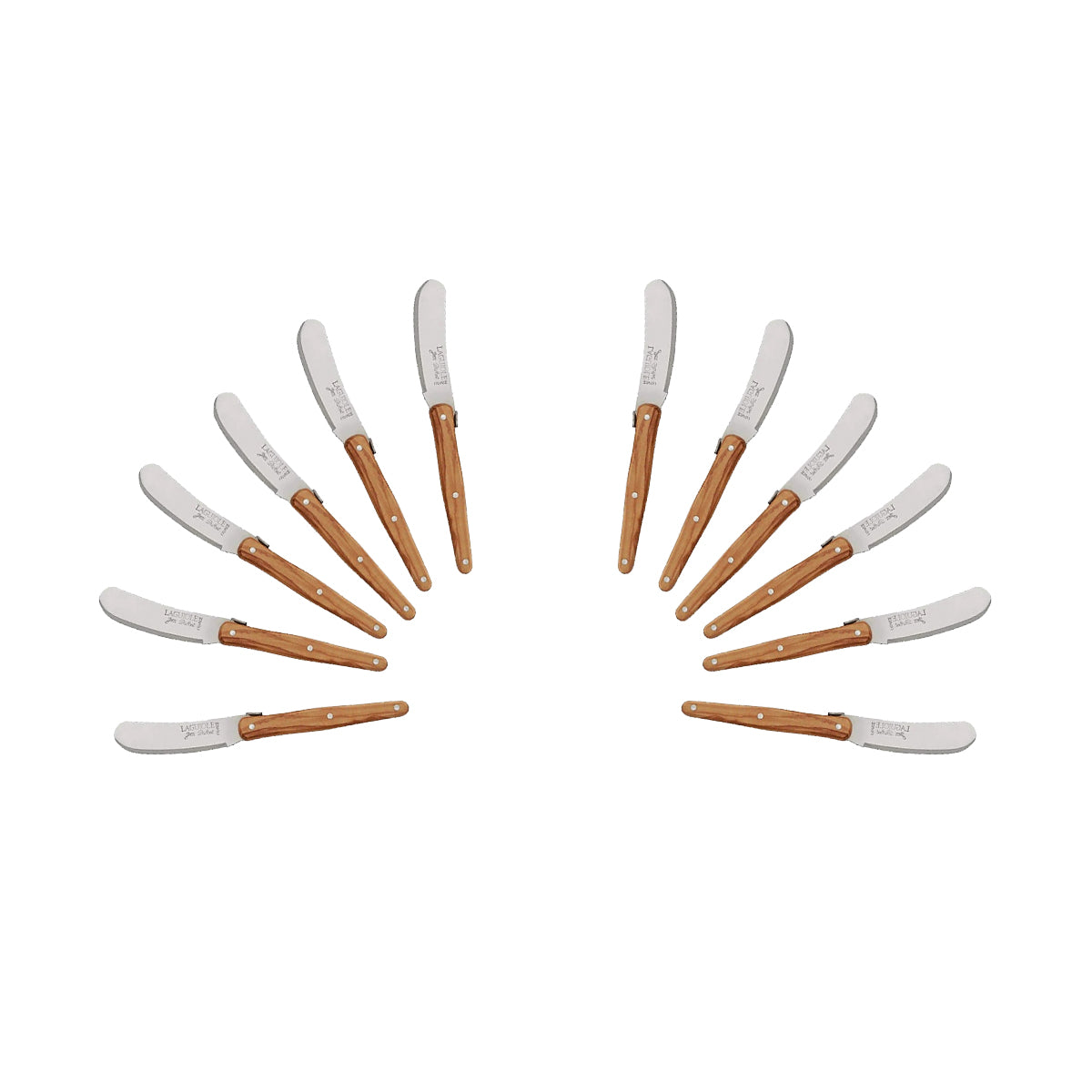 (D) Cheese Knives Butter Spreader Stainless Steel Knife Set Laguiole (12, Wood)