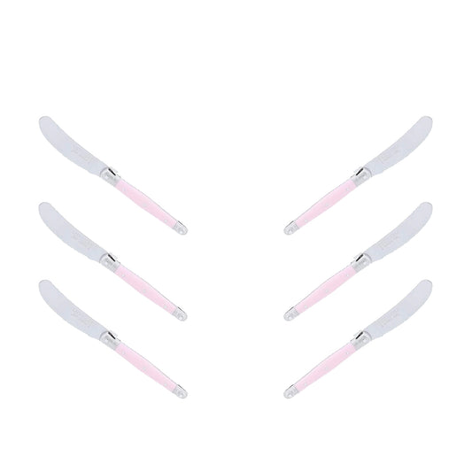 (D) Cheese Knives Butter Spreader Stainless Steel Knife Set Laguiole (6, Pink)