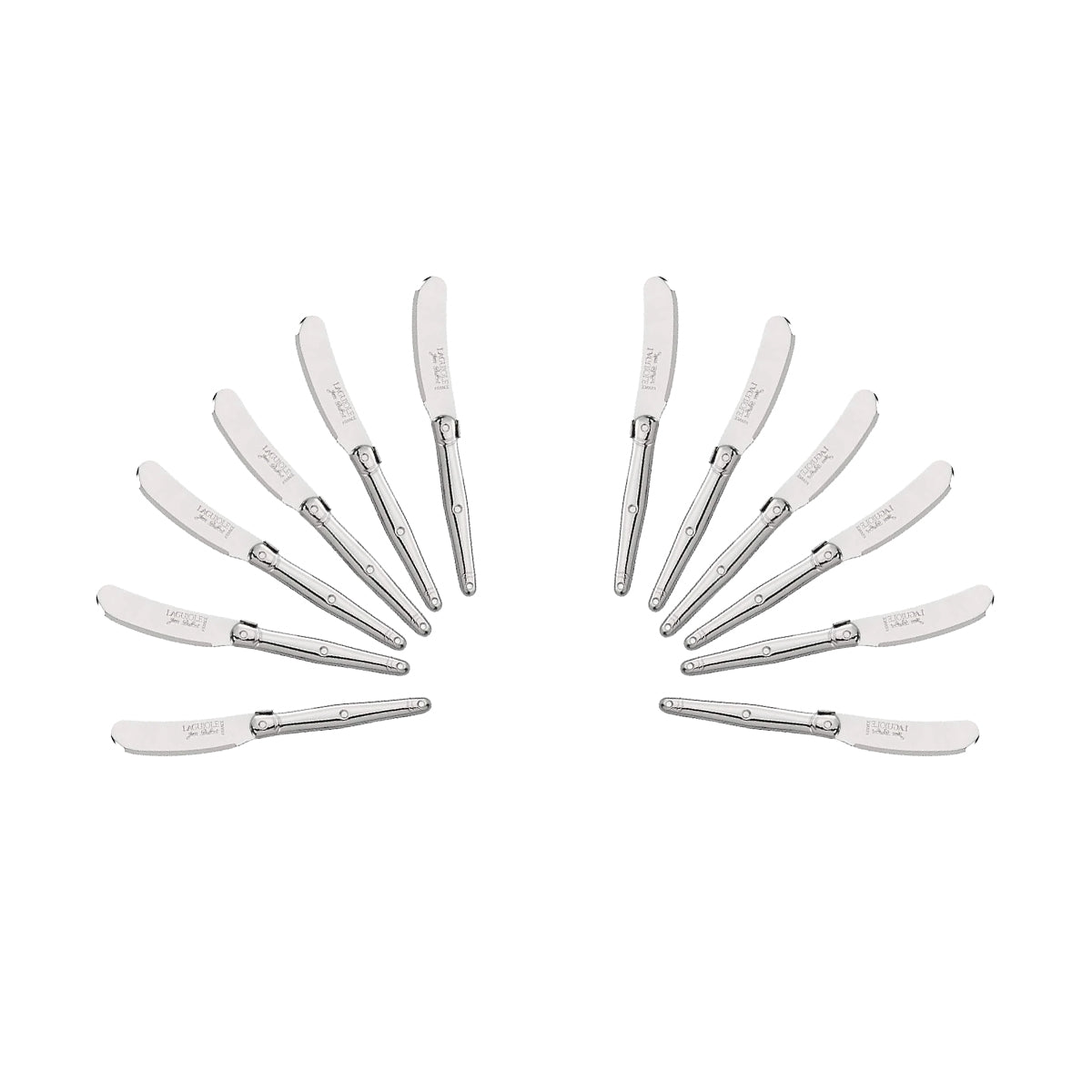 (D) Cheese Knives Butter Spreader Stainless Steel Knife Set Laguiole (12, Steel)