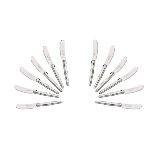 (D) Cheese Knives Butter Spreader Stainless Steel Knife Set Laguiole (12, Steel)