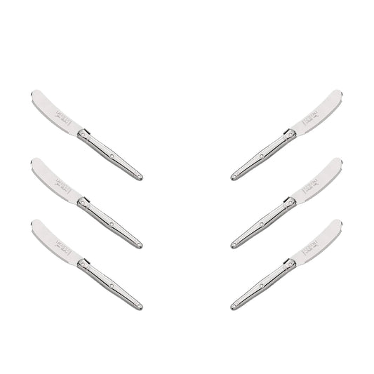 (D) Cheese Knives Butter Spreader Stainless Steel Knife Set Laguiole (6, Steel)