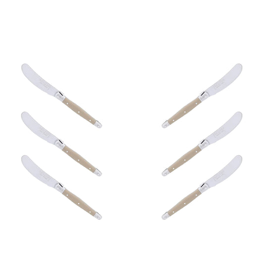 (D) Cheese Knives Butter Spreader Stainless Steel Knife Set Laguiole (6, Taupe)