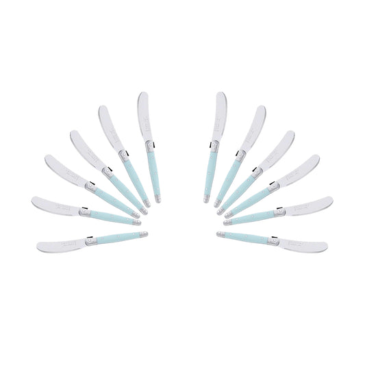 (D) Cheese Knives Butter Spreader Stainless Steel Knife Set Laguiole (12, Turquoise)