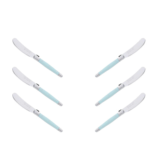 (D) Cheese Knives Butter Spreader Stainless Steel Knife Set Laguiole (6, Turquoise)