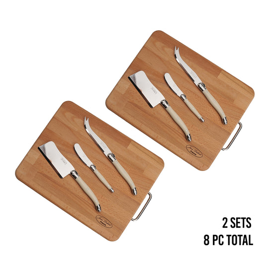 (D) Jean Dubost, Laguiole French Olive Wood 4pc Cheese Board Set, Vintage 2 PACK