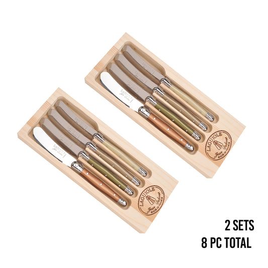 (D) Languiole Flatware, French 4 Spreaders in Box Vintage 2 PACK (Mineral)