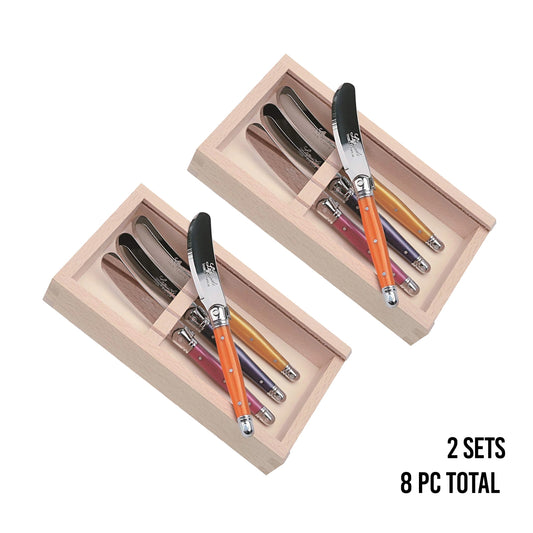 (D) Languiole Flatware, French 4 Spreaders in Box Vintage 2 PACK (Multi-Color)