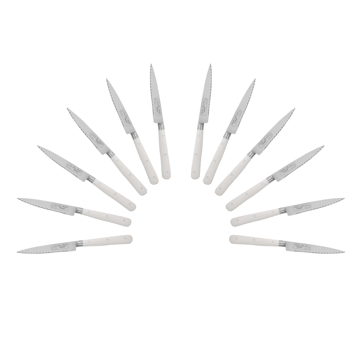 (D) Steak Knife 8 Inch Laguiole French Hand Made, Vintage (12 PC White)