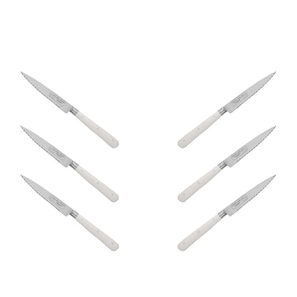 (D) Steak Knife 8 Inch Laguiole French Hand Made, Vintage (6 PC White)