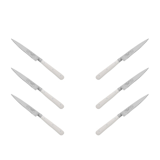 (D) Steak Knife 8 Inch Laguiole French Hand Made, Vintage (6 PC White)