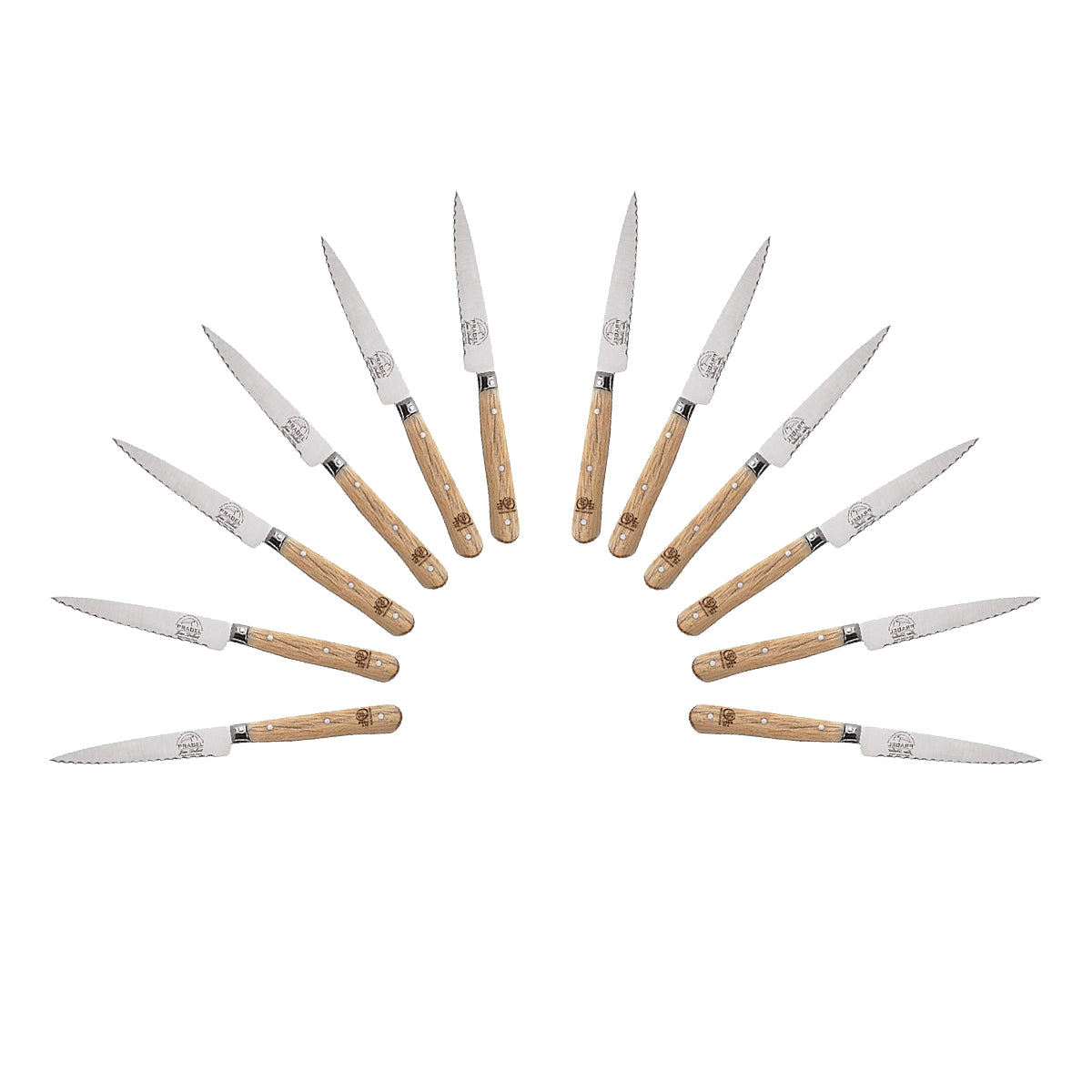 (D) Steak Knife 8 Inch Laguiole French Hand Made, Vintage (12 PC Wood)