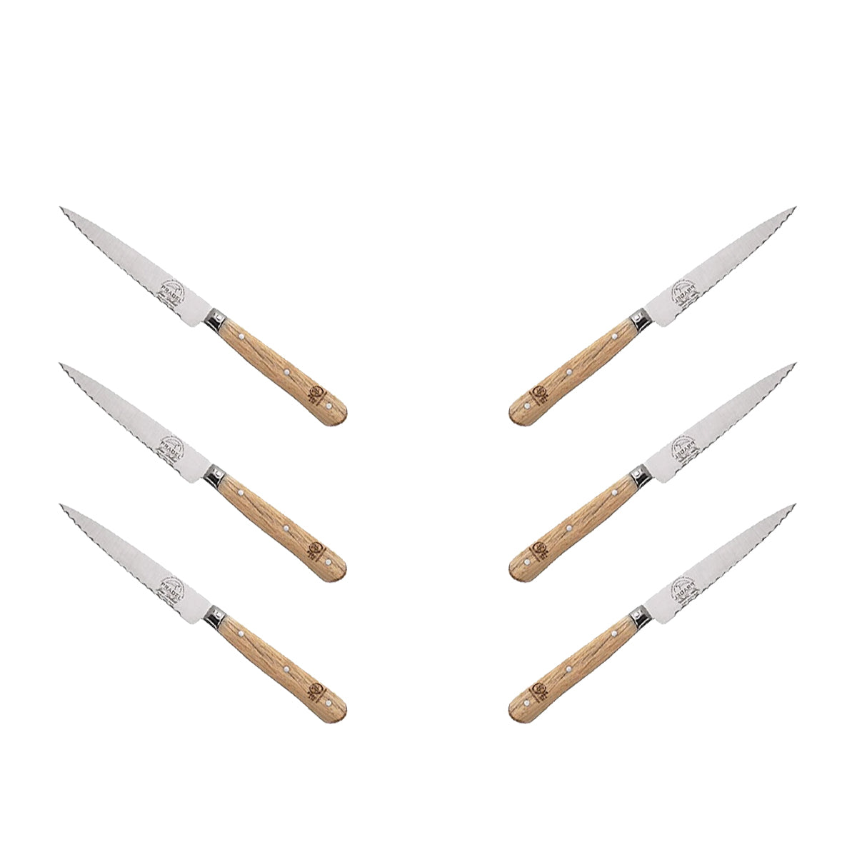 (D) Steak Knife 8 Inch Laguiole French Hand Made, Vintage (6 PC Wood)