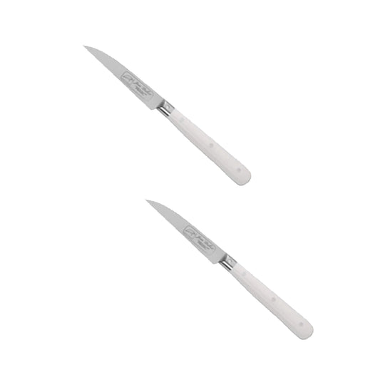 (D) Paring Knife Laguiole French Stainless Steel Pradel, Vintage (2 PC White)