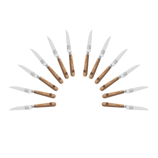(D) Paring Knife Laguiole French Stainless Steel Pradel, Vintage (12 PC Wood)