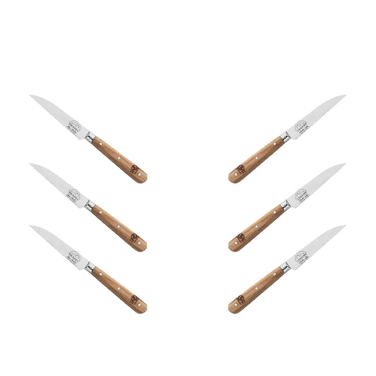 (D) Paring Knife Laguiole French Stainless Steel Pradel, Vintage (6 PC Wood)