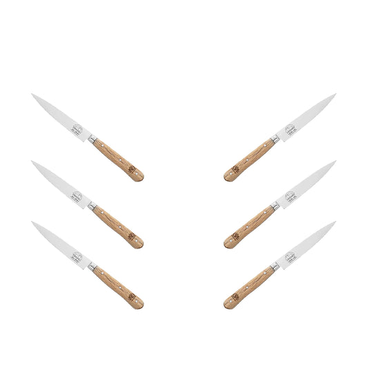 (D) Kitchen Knife Multi Purpose Laguiole French, Vintage (6 PC, Wood)