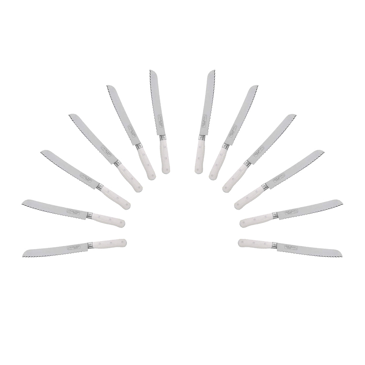 (D) Bread Knife Laguiole French Hand Made Pradel, Vintage (12 PC White)