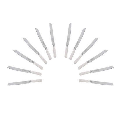 (D) Bread Knife Laguiole French Hand Made Pradel, Vintage (12 PC White)