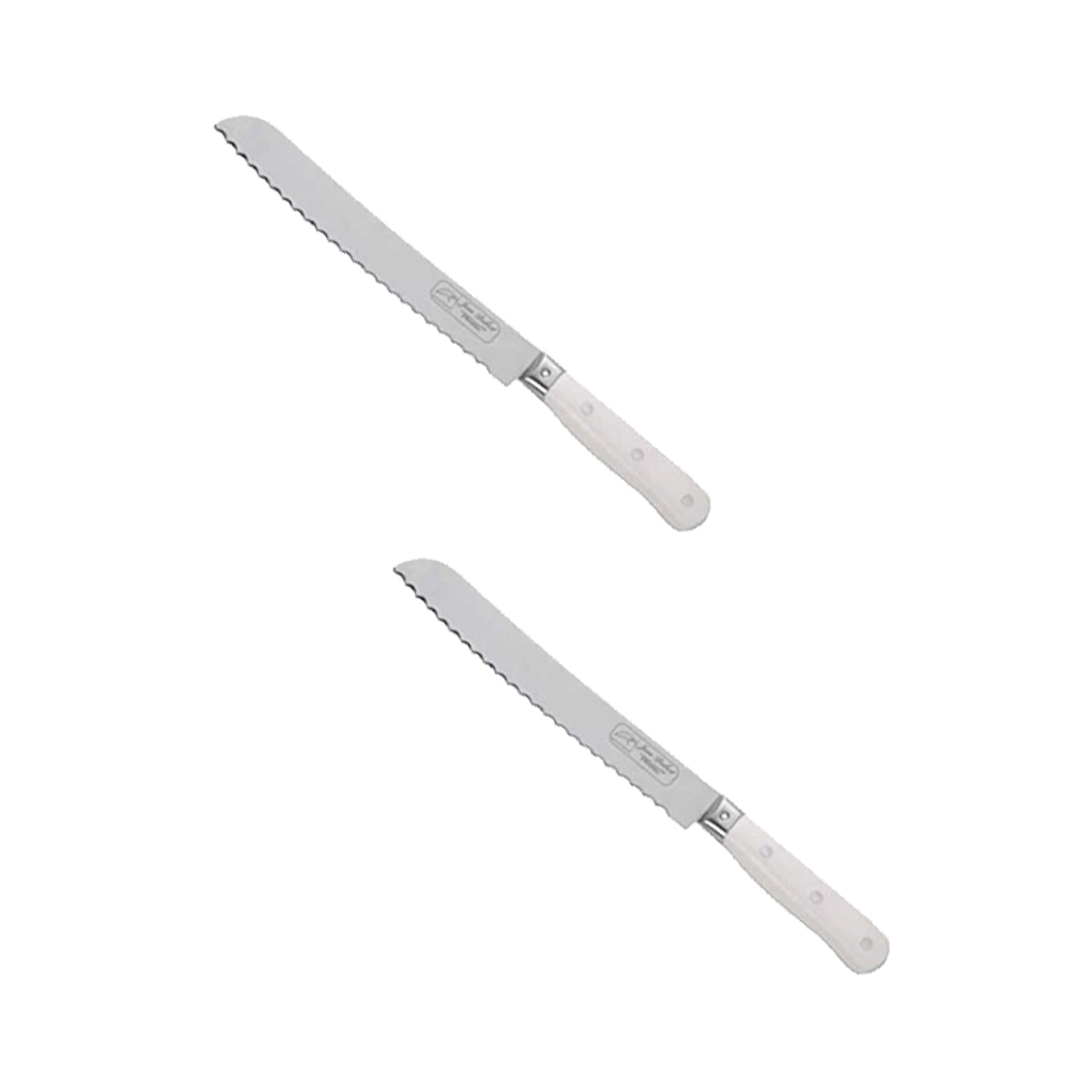 (D) Bread Knife Laguiole French Hand Made Pradel, Vintage (2 PC White)