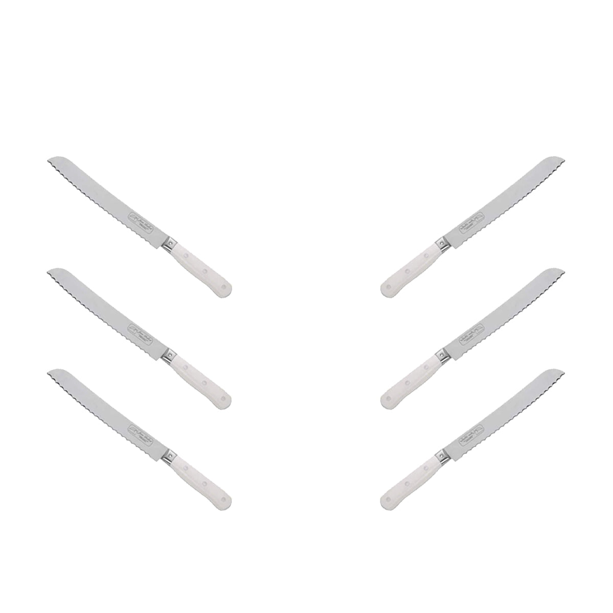 (D) Bread Knife Laguiole French Hand Made Pradel, Vintage (6 PC White)