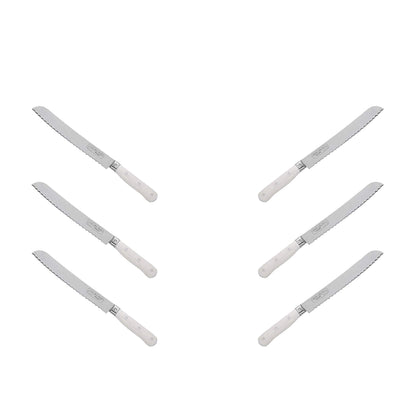 (D) Bread Knife Laguiole French Hand Made Pradel, Vintage (6 PC White)