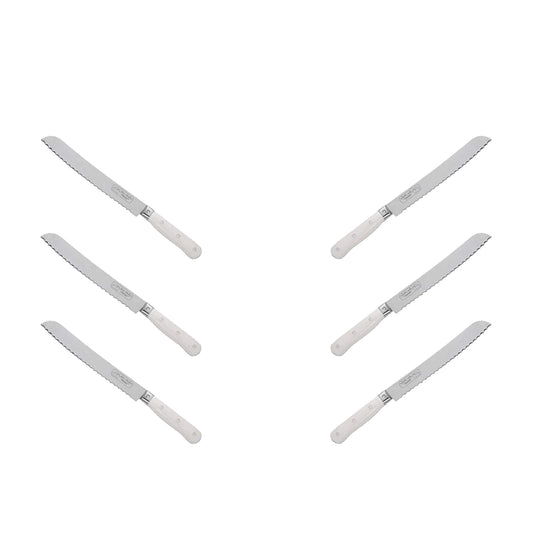 (D) Bread Knife Laguiole French Hand Made Pradel, Vintage (6 PC White)