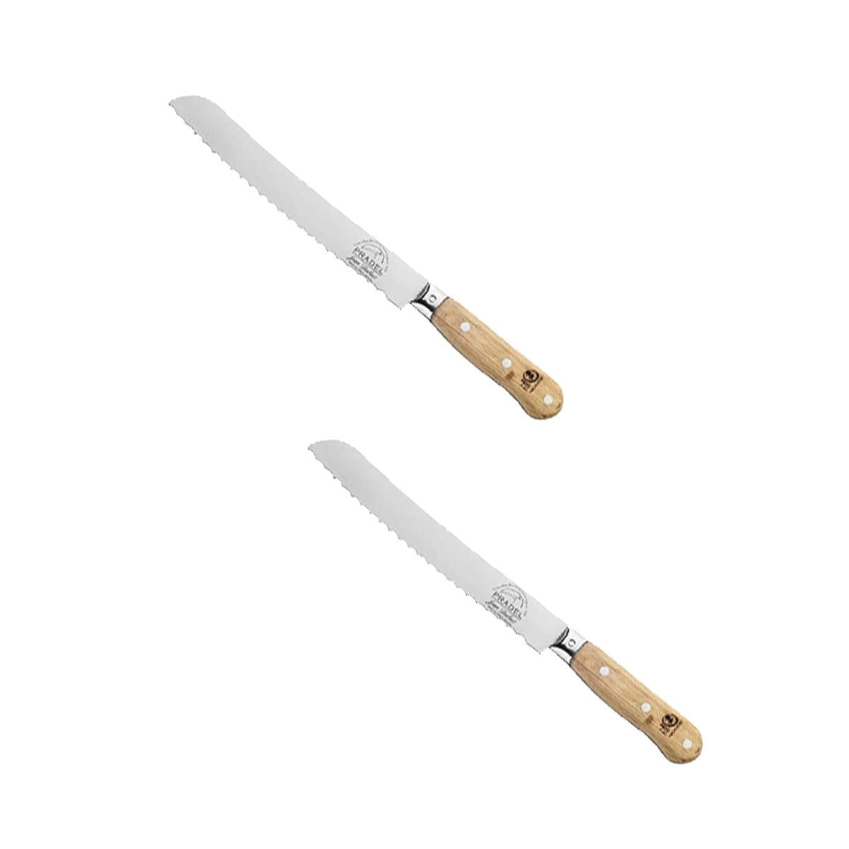 (D) Bread Knife Laguiole French Hand Made Pradel, Vintage (2 PC Wood)