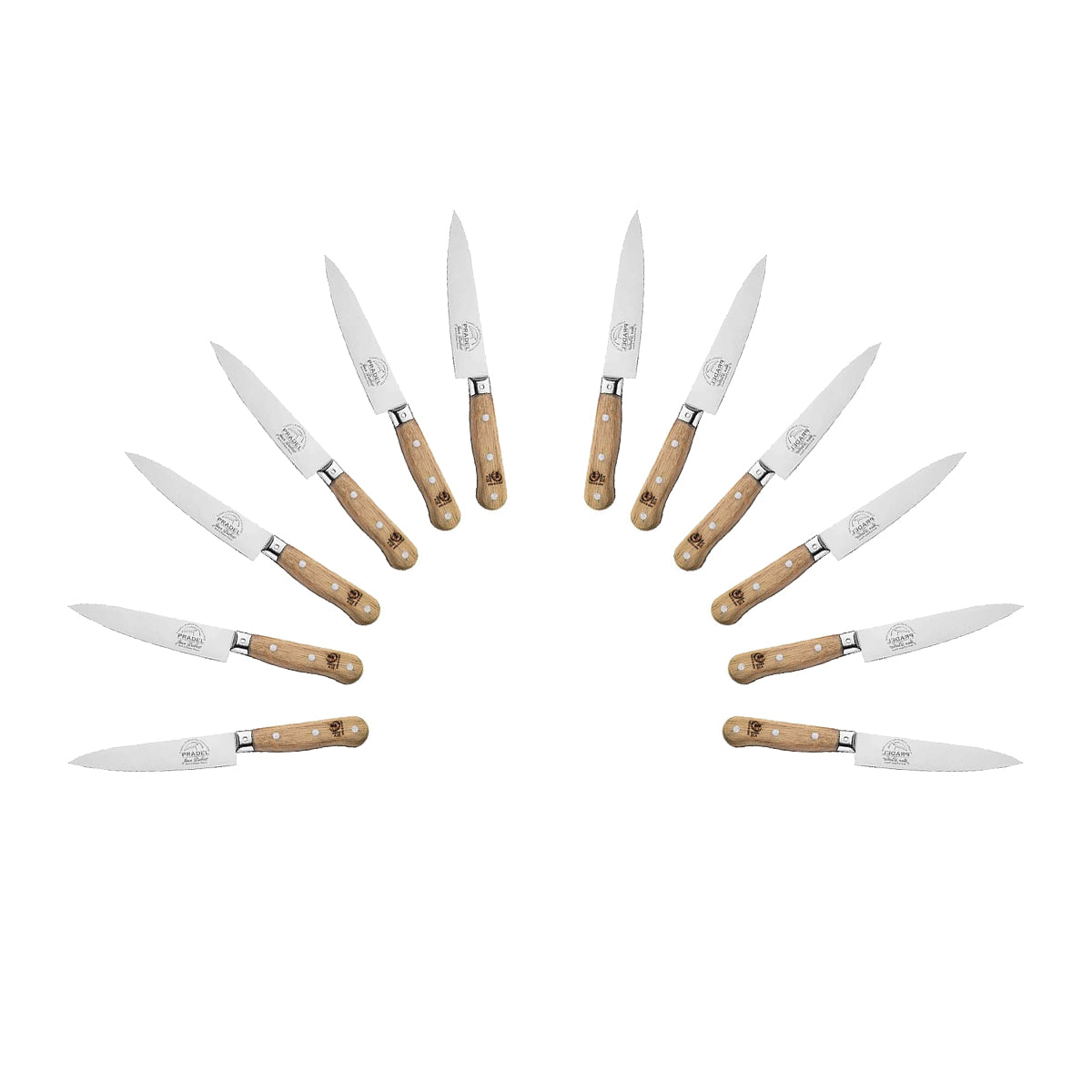 (D) Kitchen Knife Laguiole French Hand Made Pradel, Vintage (12 PC Wood)