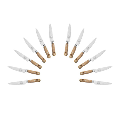(D) Kitchen Knife Laguiole French Hand Made Pradel, Vintage (12 PC Wood)