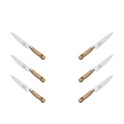 (D) Kitchen Knife Laguiole French Hand Made Pradel, Vintage (6 PC Wood)