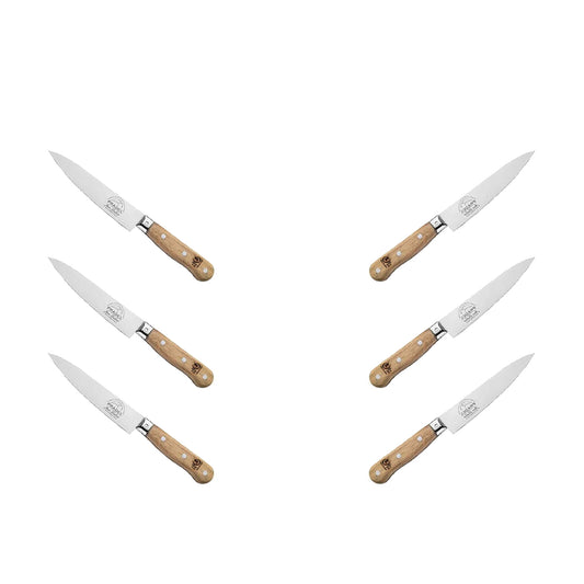 (D) Kitchen Knife Laguiole French Hand Made Pradel, Vintage (6 PC Wood)