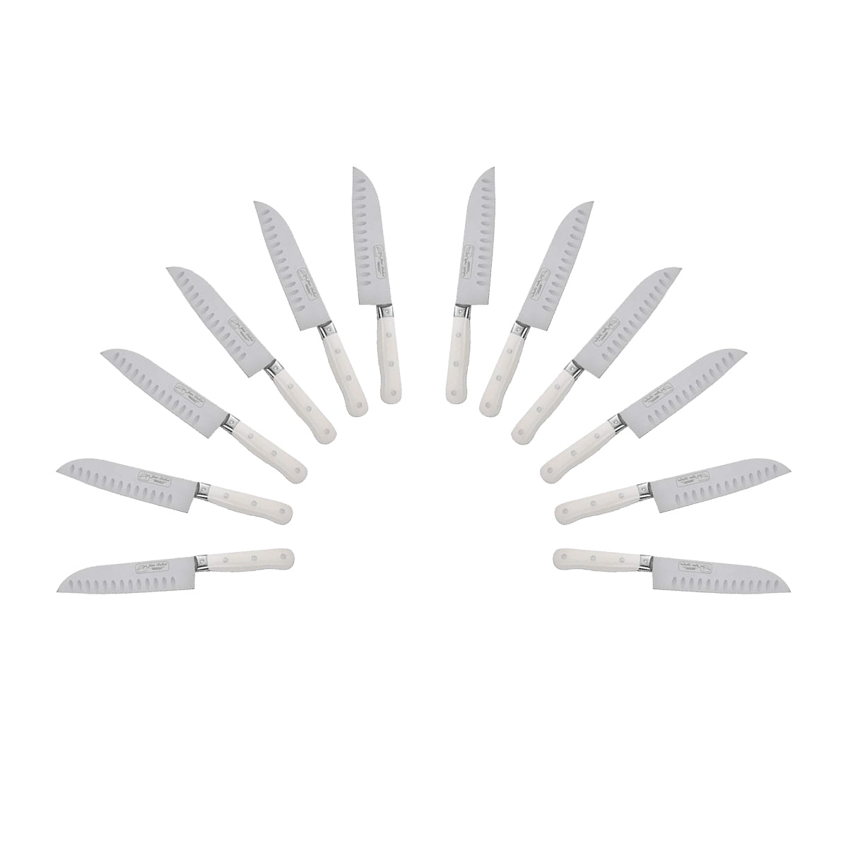 (D) Santoku Knife Laguiole French Hand Made, Vintage (12, White)