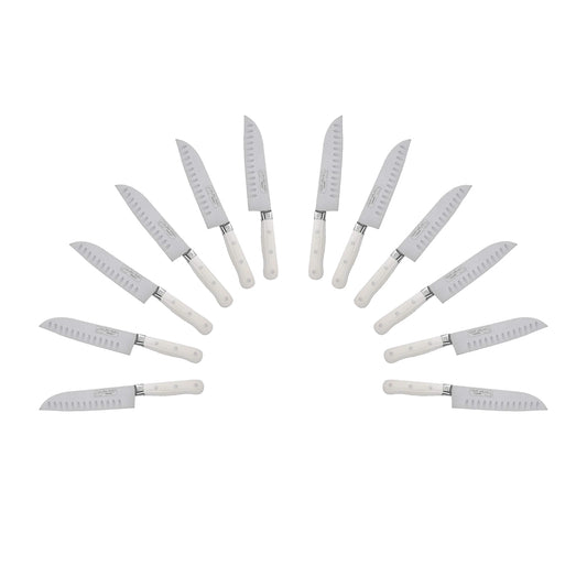 (D) Santoku Knife Laguiole French Hand Made, Vintage (12, White)