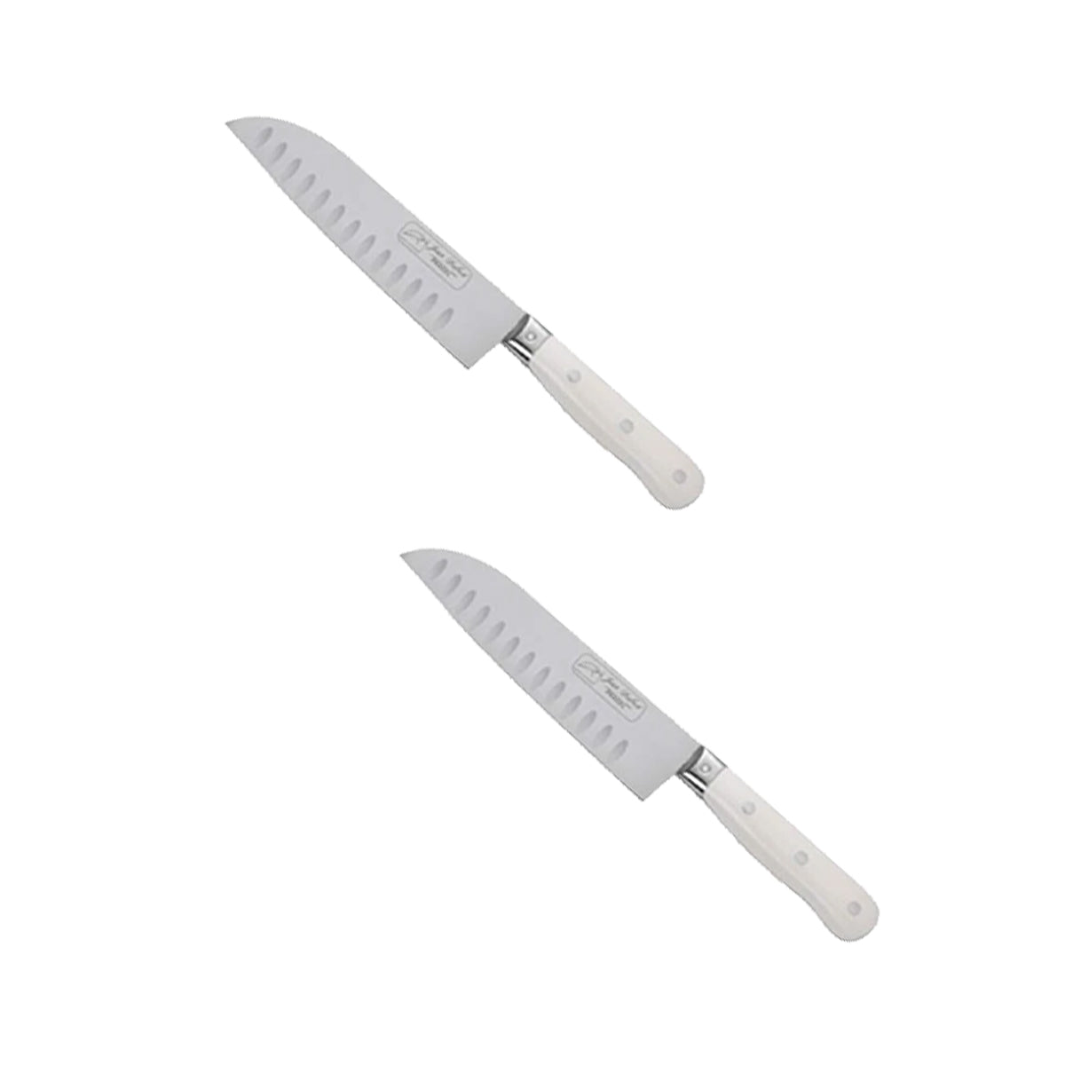 (D) Santoku Knife Laguiole French Hand Made, Vintage (2 PC White)