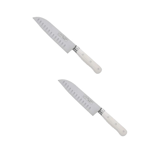 (D) Santoku Knife Laguiole French Hand Made, Vintage (2 PC White)