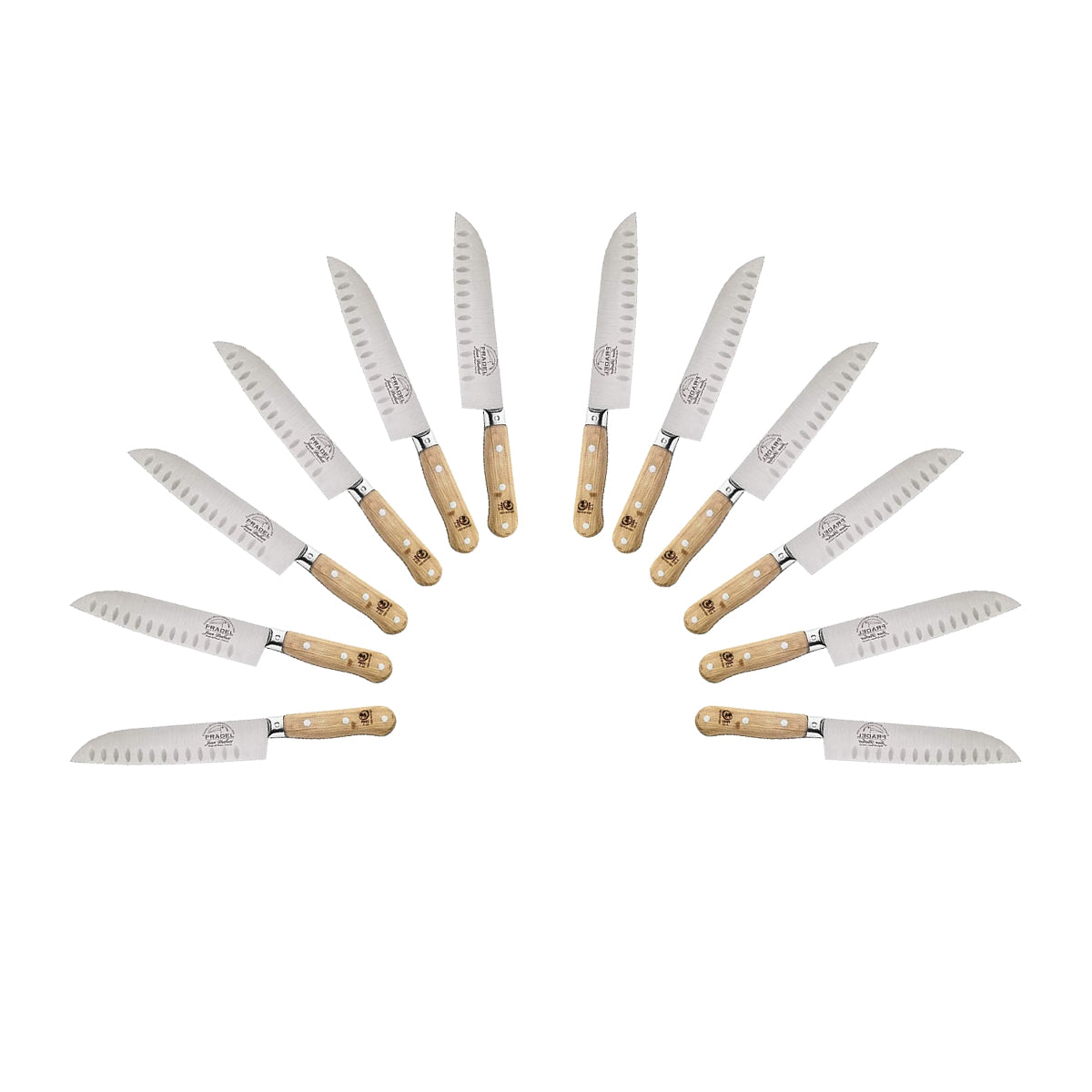 (D) Santoku Knife Laguiole French Hand Made, Vintage (12 PC Wood)