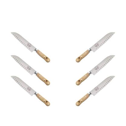 (D) Santoku Knife Laguiole French Hand Made, Vintage (6 PC, Wood)