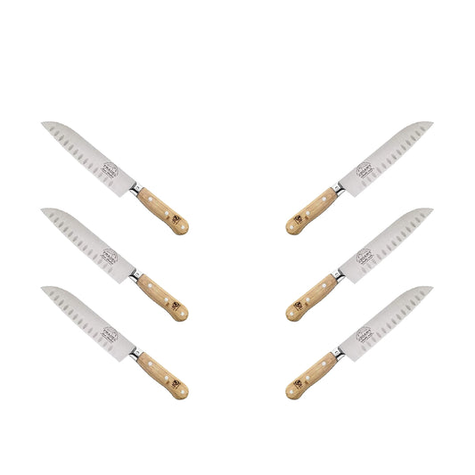 (D) Santoku Knife Laguiole French Hand Made, Vintage (6 PC, Wood)