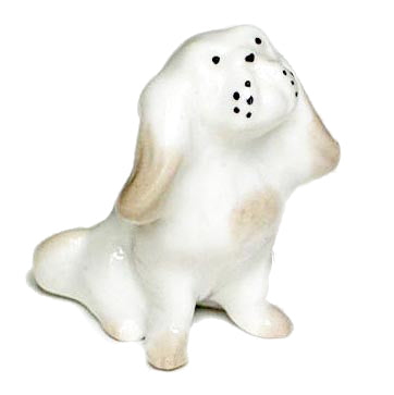 (D) Royalty Porcelain Lomonosov Animal Figurine White Bolognese Puppy Dog