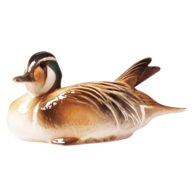(D) Royalty Porcelain Lomonosov Animal Figurine Brown Baltic Duck 3 inch