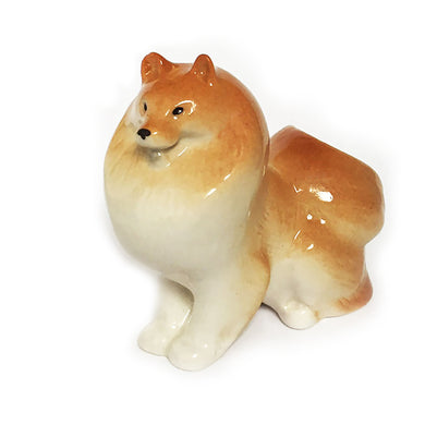 (D) Royalty Porcelain Lomonosov Animal Figurine Dog Orange Spitz 3 1/4 Inch