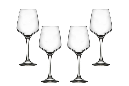 Lal Stemmed Water Glasses 13.5 Oz, Crystal Clear Goblets, Glassware Set (4)