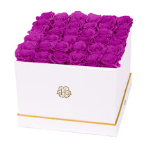 (D) Luxury Long Lasting Roses in a White Box, Preserved Flowers 10'' (Orchid)